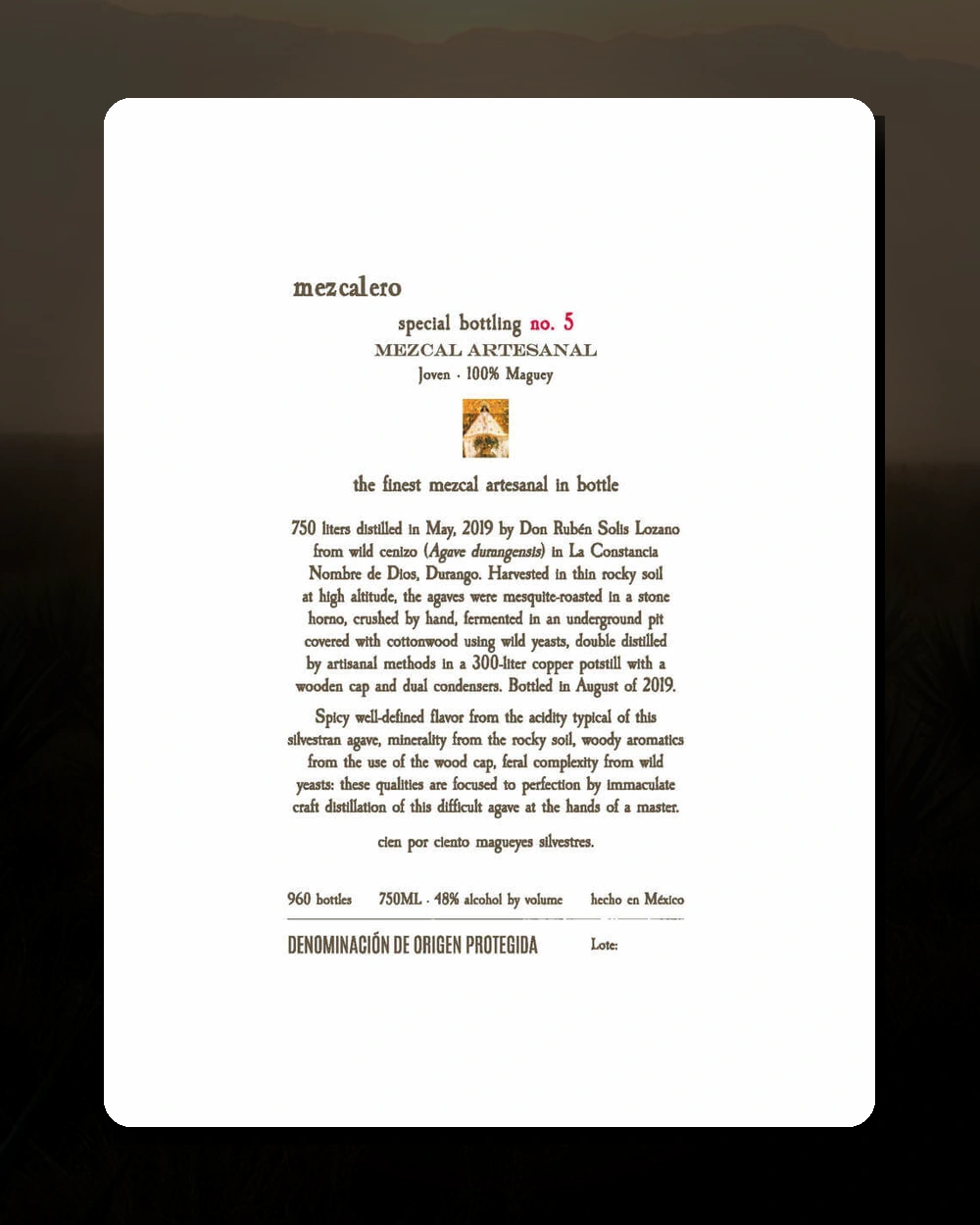 Mezcalero Special Bottling No. 5 bottle
