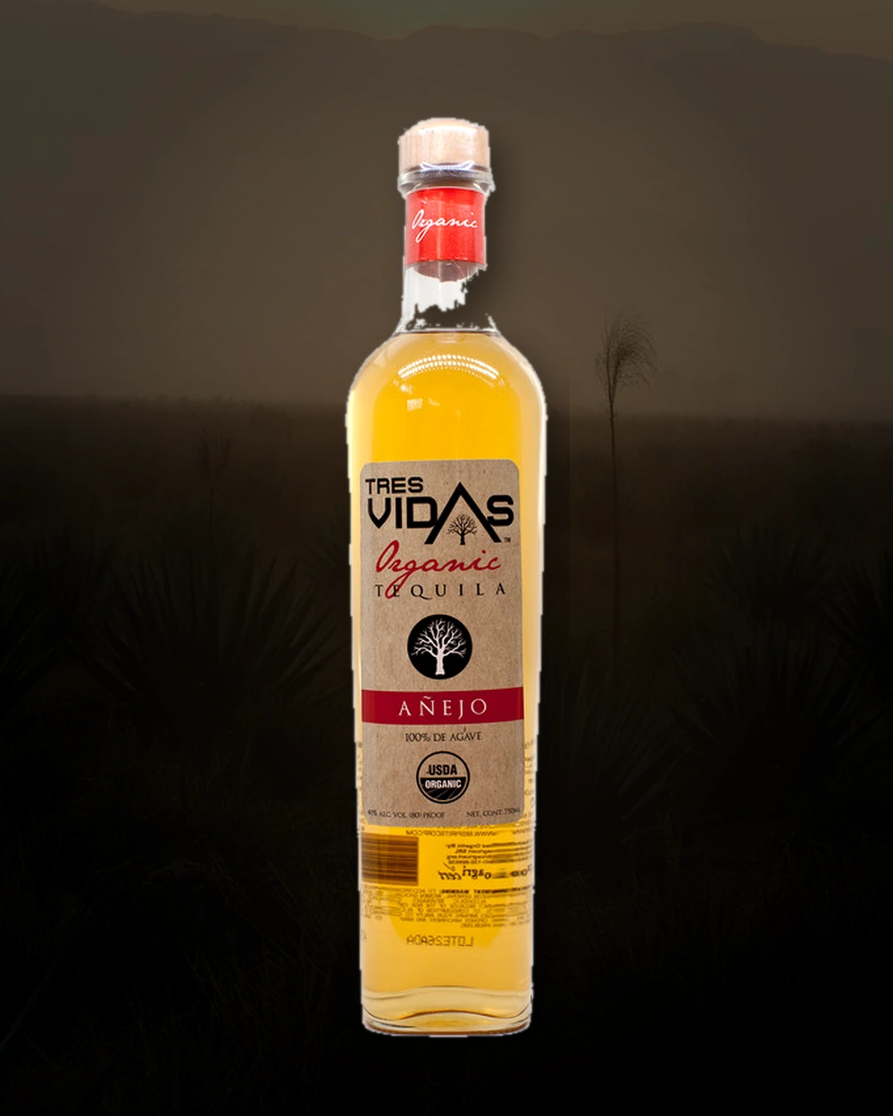 Tres Vidas Organic Tequila Añejo bottle