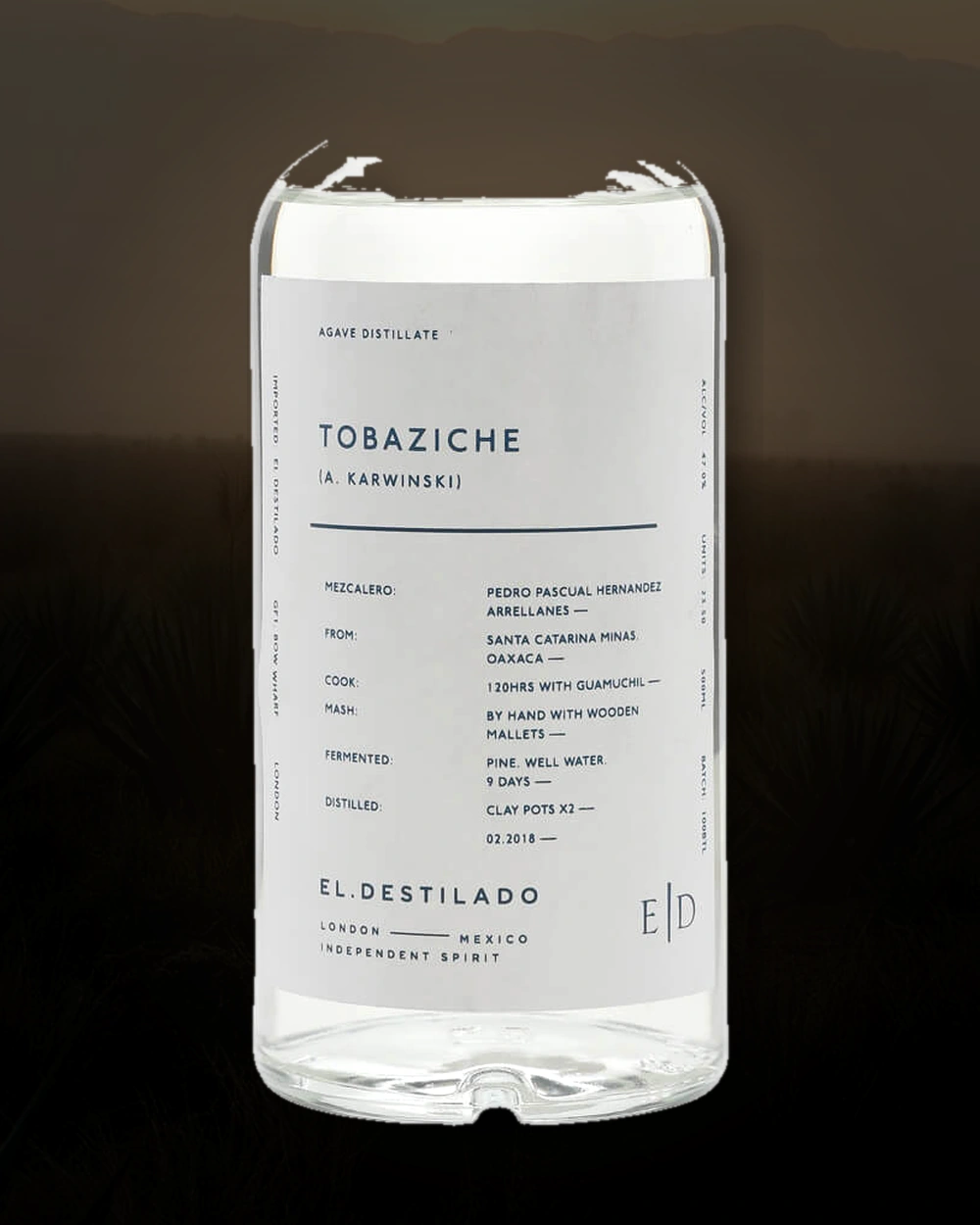El Destilado Tobaziche – Tio Pedro bottle