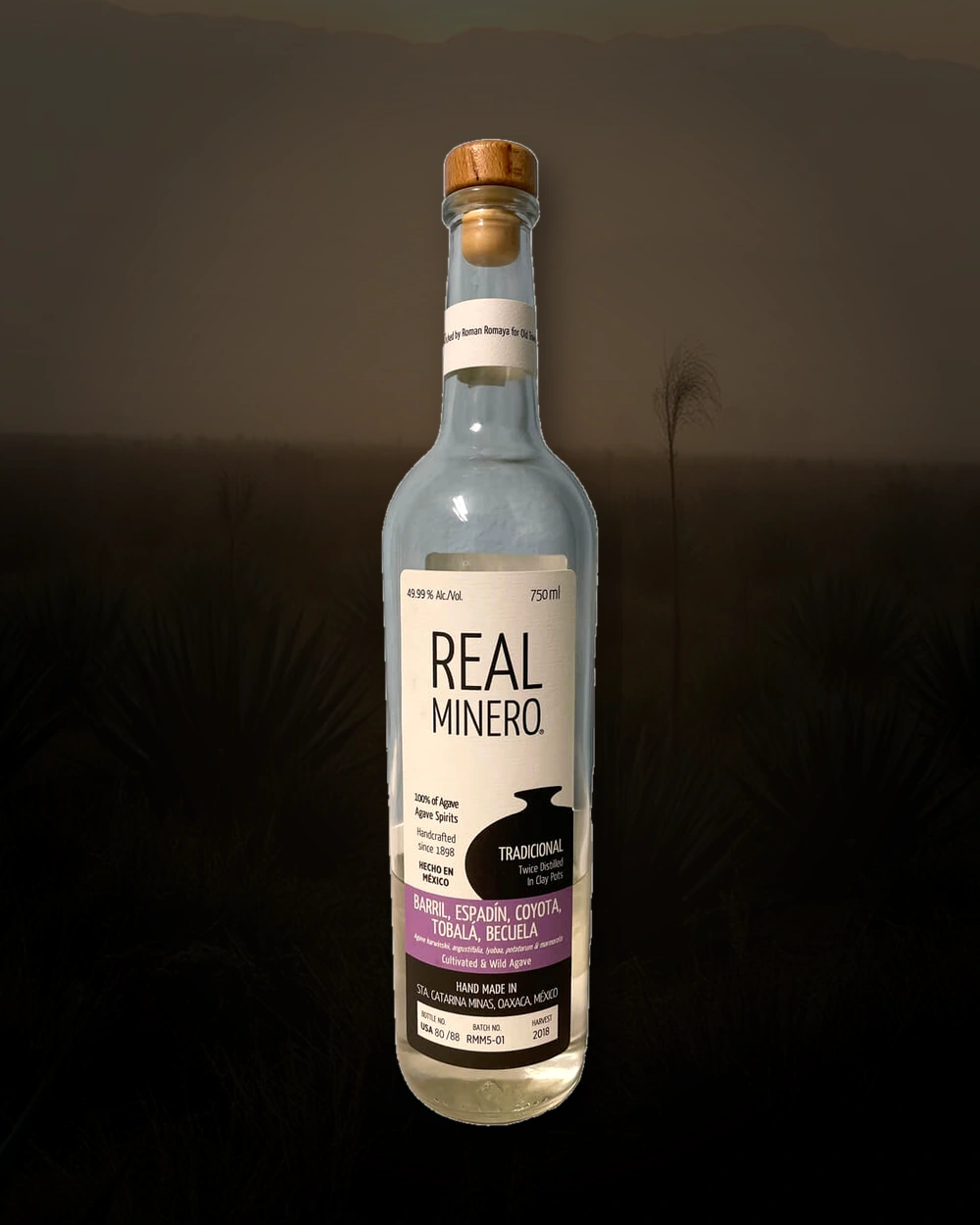 Real Minero Barril, Espadin, Coyota, Tobala, Becuela bottle