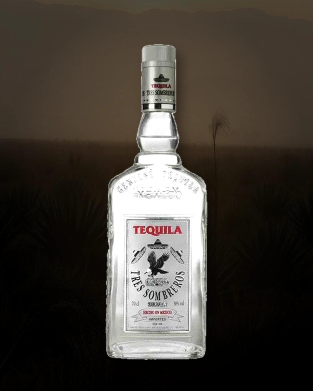 Tres Sombreros Silver bottle