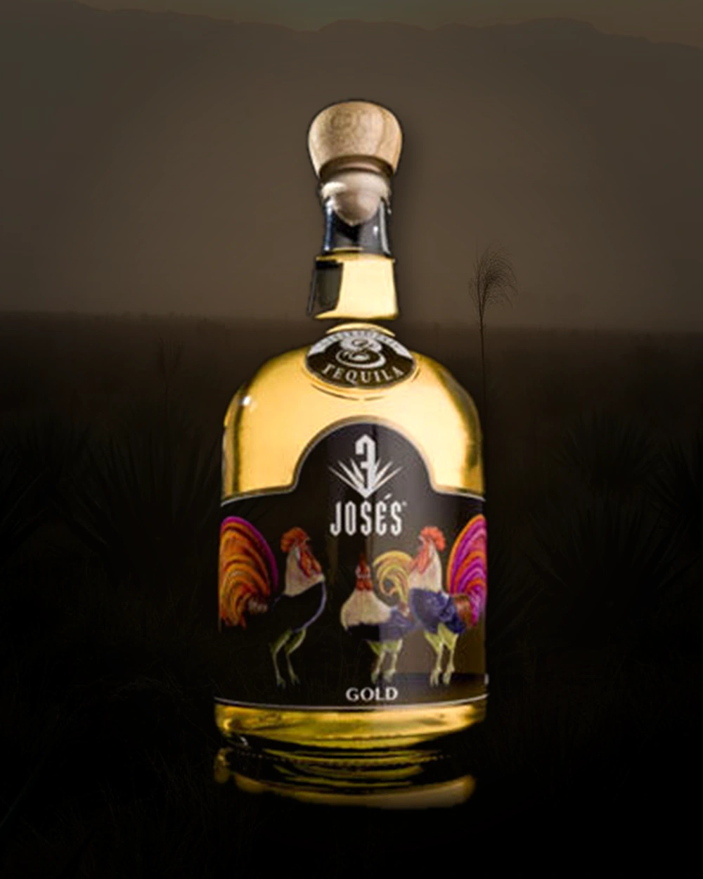 Tequila 3 Josés Gold bottle