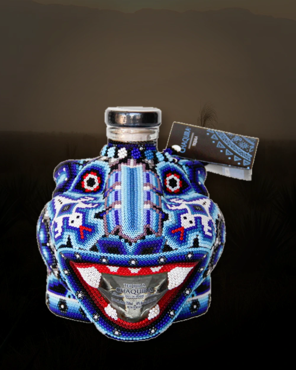 Chaquira Beaded Jaquar Blanco bottle