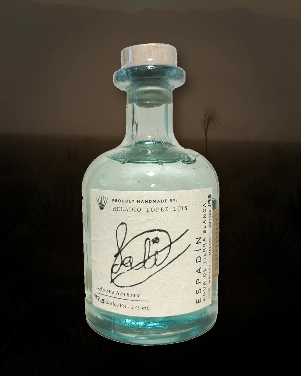 Maguey Melate Espadin – Heladio López Luis bottle