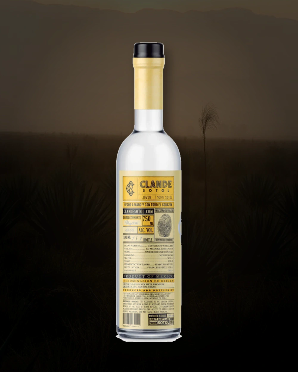 Clande Sotol (Yellow) bottle