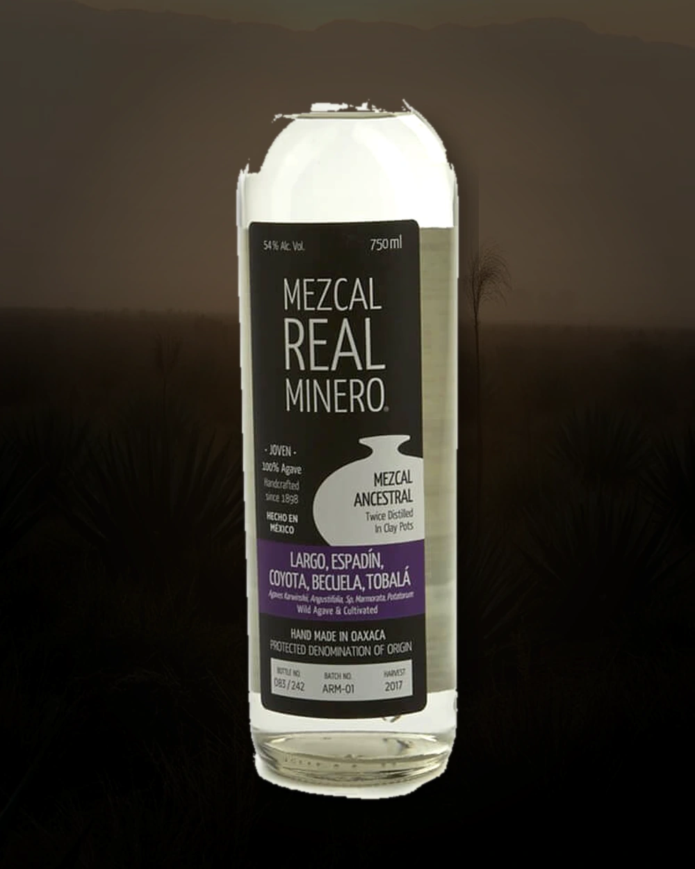 Real Minero Largo, Espadin, Coyota, Becuela, Tobala bottle