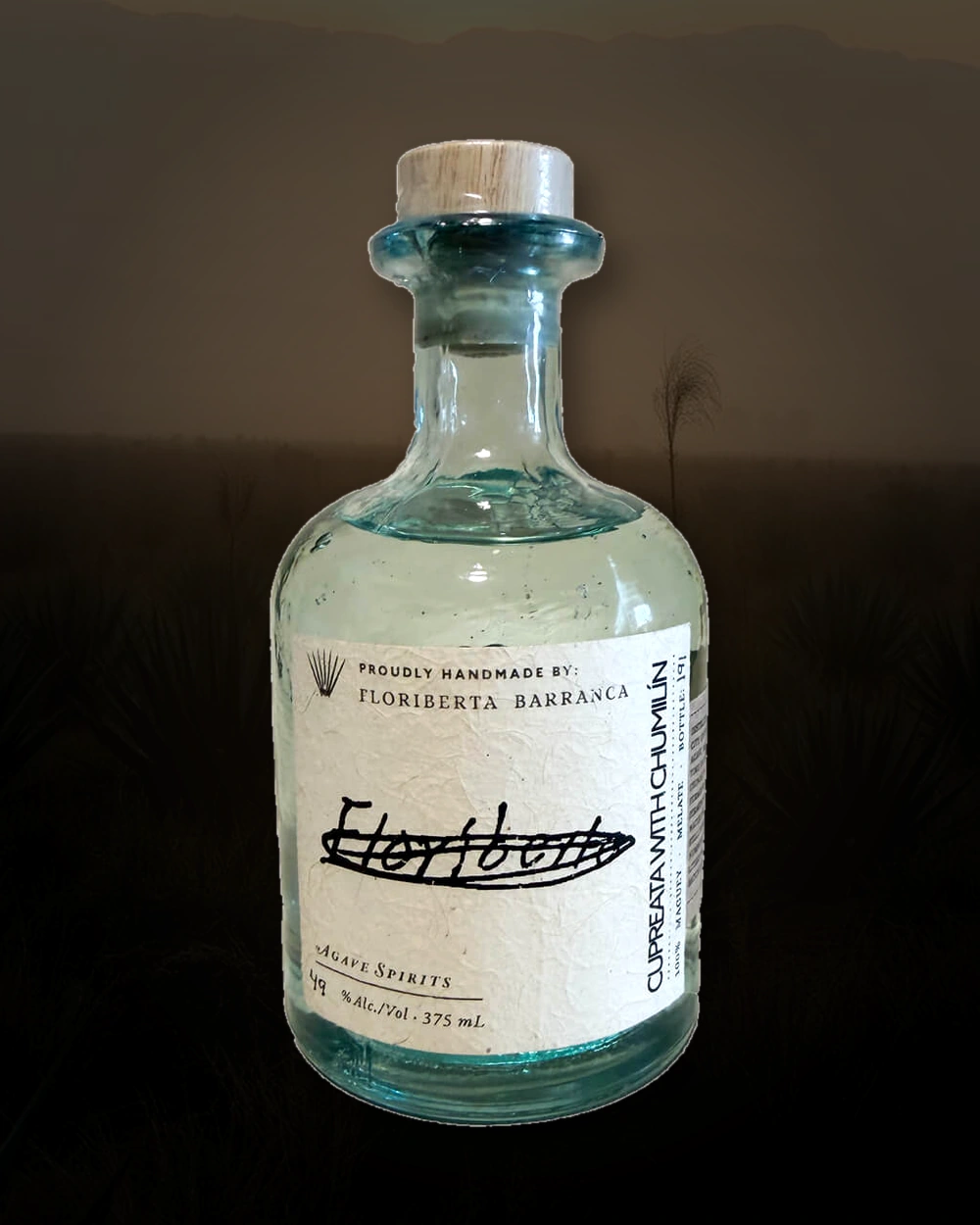 Maguey Melate Cupreata with Cumilin – Floriberta Barranca bottle