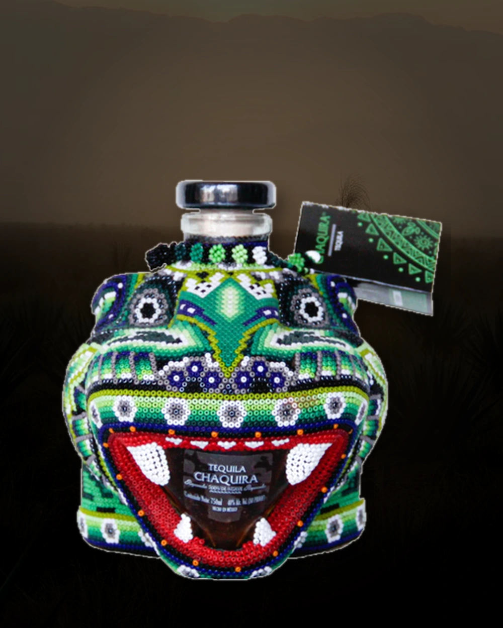 Chaquira Beaded Jaquar Reposado bottle
